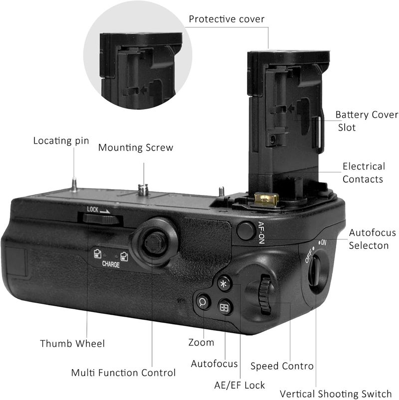 asitoo BG-R10 Vertical Camera Battery Grip for Canon EOS R5 R5C EOS R6 R6 Mark II Camera,Replacement for Canon BG-R10 Battery Grip，Powered by LP-E6/LP-E6N/LP-E6NH Batteries for Stable Vertical Shooting - Image 4